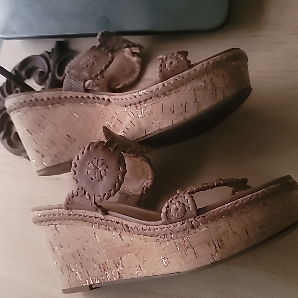 Jack Rogers Women's Cognac Designer Wedge Slide Platform Sandals Size 9.5M Boho - Picture 6 of 11